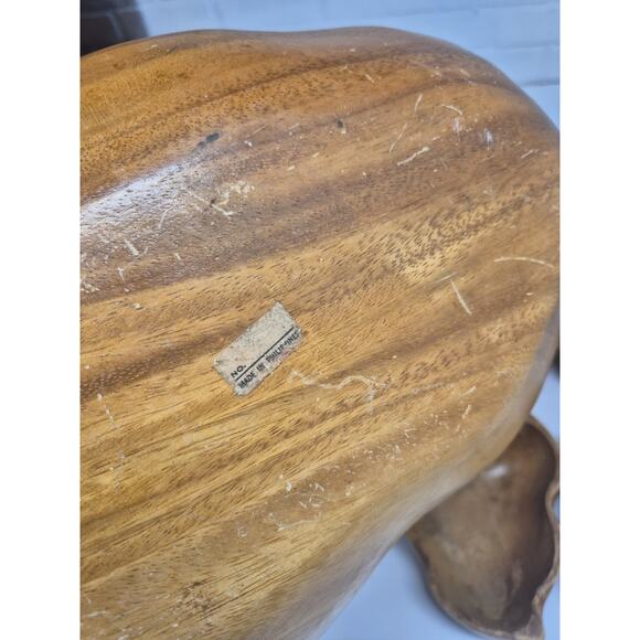 Vintage Monkey Pod Set Wood Carved Bowl Dish Cottage Made in Philippines - Picture 7 of 7